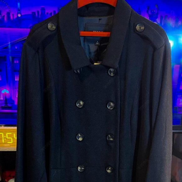 Torrid Size 6 Black Wool-Blend Military Fit & Flare Coat, Black, NWT - Picture 3 of 16